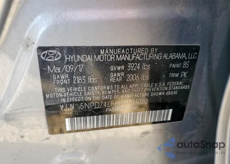 2017 Hyundai Elantra Se from USA, damaged, VIN 5NPD74LF8HH203088